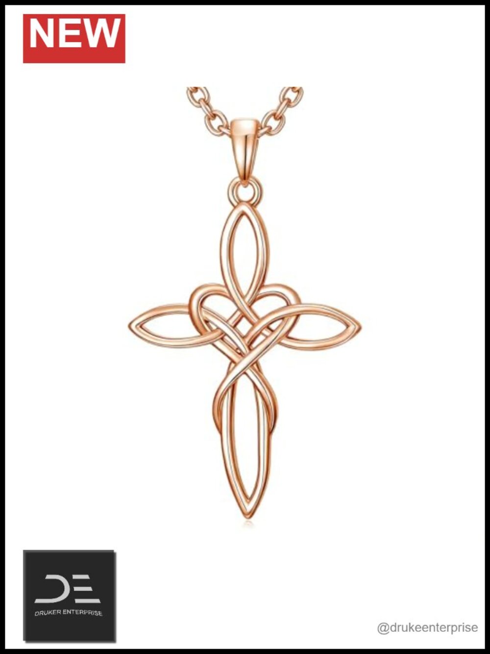 Celtic Knot Cross Pendant Necklace Gold Plated for Women